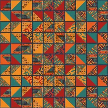 Boho seamless squares full Stock Illustration