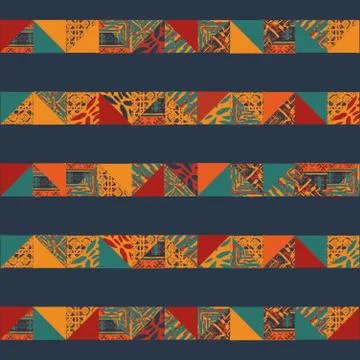 Boho seamless squares lines Stock Illustration