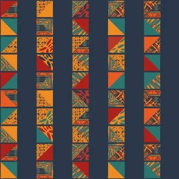 Boho seamless squares pattern Stock Illustration