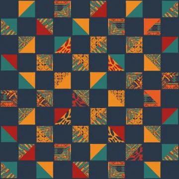 Boho seamless squares set Stock Illustration