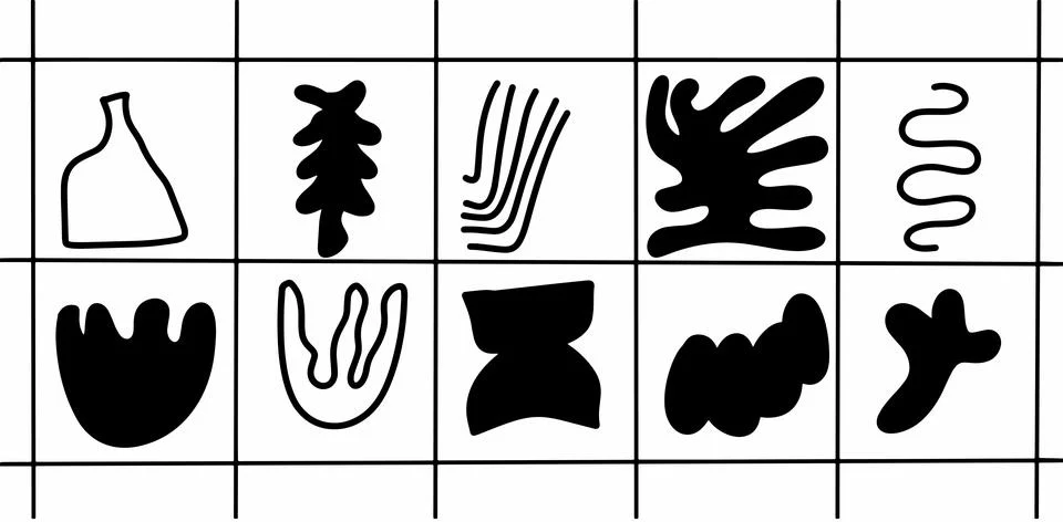 Boho Shape Illustration Set – Abstract Aesthetic Stock-Illustration