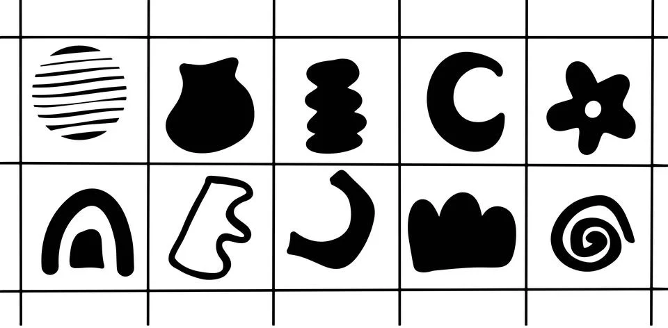 Boho Shape Illustration Set – Abstract Aesthetic Stock Illustration