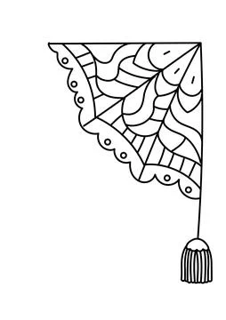 Boho spiderweb corner element for coloring pages Stock Illustration