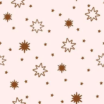Boho stars seamless pattern. Doodle hand drawn stars background. Naive deco.. 库存插图