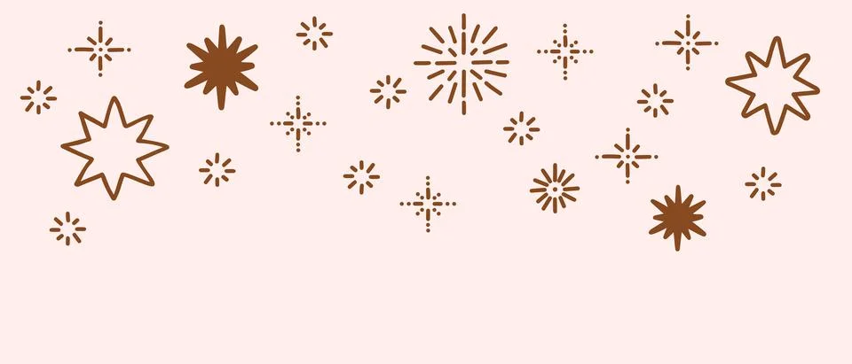 Boho stars seamless vector border. Doodle hand drawn stars banner Stock Illustration