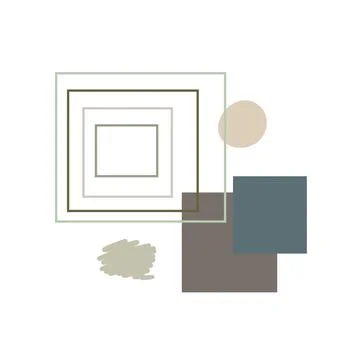 Boho style abstract shapes and outline square forms, simple hand drawn object 스톡 일러스트