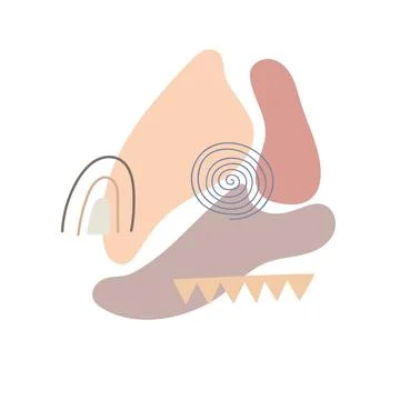 Boho style abstract shapes, simple hand drawn art objects vector illustration イラスト素材