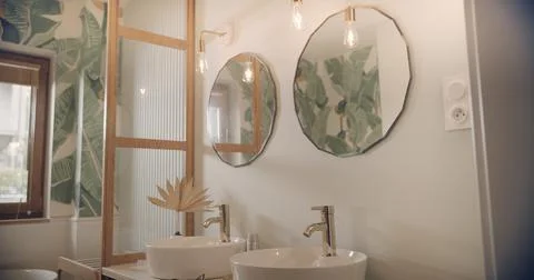 Boho style bathroom interior Stock Photos