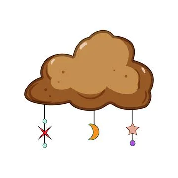 Boho style cloud design with celestial dangling elements 스톡 일러스트