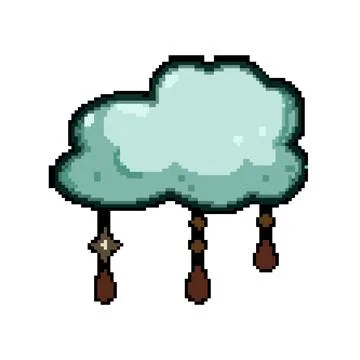 Boho style cloud illustration with hanging raindrops and stars Stock Illustration