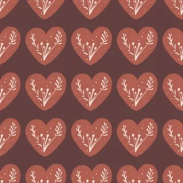 Boho style, Cute seamless pattern with hearts for Valentine's Day Stock Illustration