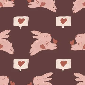 Boho style, Cute seamless pattern with hearts for Valentine's Day Stock Illustration