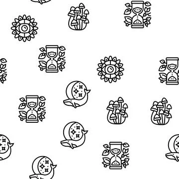 Boho Style Decoration Vector Seamless Pattern Stock Illustration