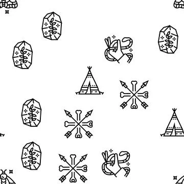 Boho Style Decoration Vector Seamless Pattern Illustrazione stock