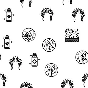 Boho Style Decoration Vector Seamless Pattern Illustrazione stock