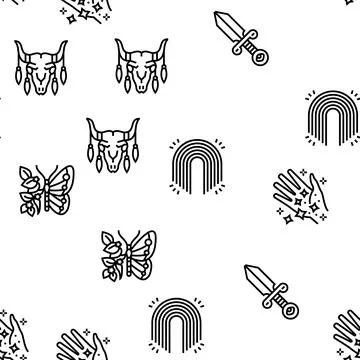 Boho Style Decoration Vector Seamless Pattern イラスト素材