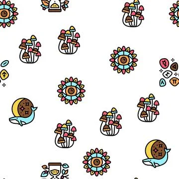 Boho Style Decoration Vector Seamless Pattern Illustrazione stock