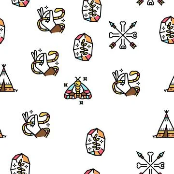 Boho Style Decoration Vector Seamless Pattern Stock Illustration
