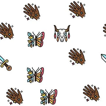 Boho Style Decoration Vector Seamless Pattern イラスト素材