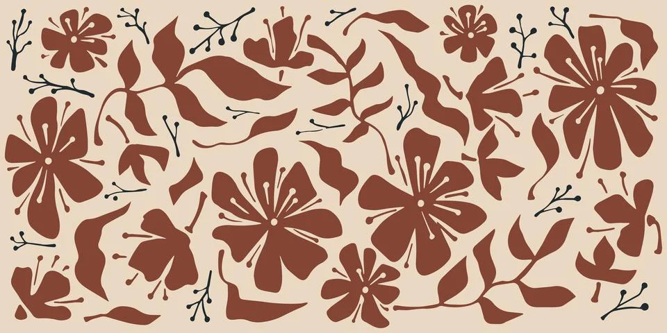 Boho style floral elements Stock Illustration