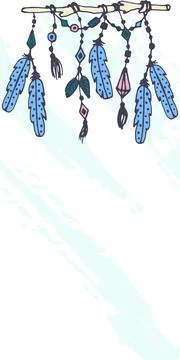 Boho style flyer, vector illustration. Vintage postcard design, romantic pattern 스톡 일러스트