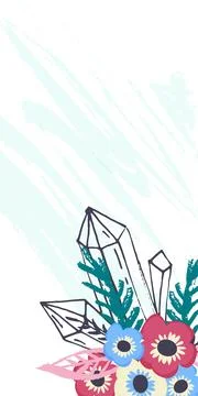 Boho style flyer, vector illustration. Vintage postcard design, romantic pattern イラスト素材