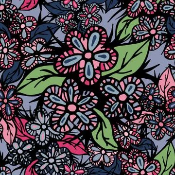 Boho Style Hand Drawn Seamless Pattern Stock Illustration