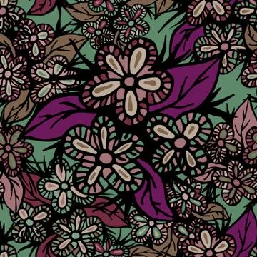 Boho Style Hand Drawn Seamless Pattern Stock Illustration