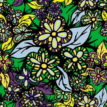 Boho Style Hand Drawn Seamless Pattern Stock Illustration