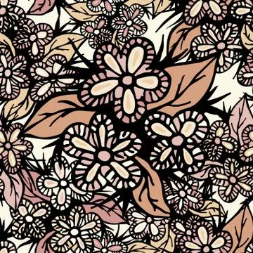 Boho Style Hand Drawn Seamless Pattern Stock Illustration