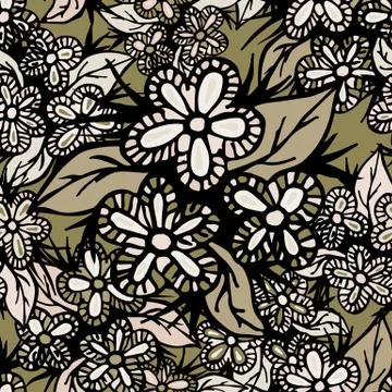 Boho Style Hand Drawn Seamless Pattern Stock Illustration