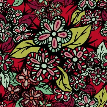Boho Style Hand Drawn Seamless Pattern Stock Illustration