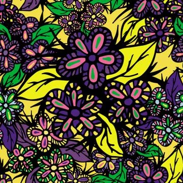 Boho Style Hand Drawn Seamless Pattern Stock Illustration