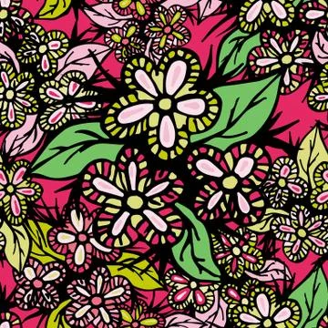 Boho Style Hand Drawn Seamless Pattern Stock Illustration