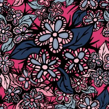 Boho Style Hand Drawn Seamless Pattern Stock Illustration