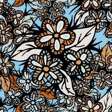 Boho Style Hand Drawn Seamless Pattern Stock Illustration
