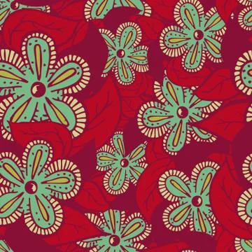 Boho Style Hand Drawn Seamless Pattern Stock Illustration