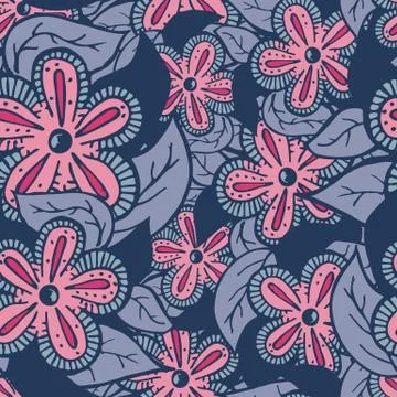 Boho Style Hand Drawn Seamless Pattern Stock Illustration