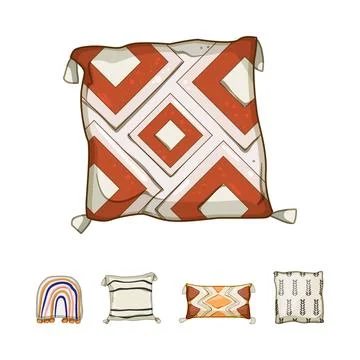 Boho style pillow collection for interior decor Illustrazione stock