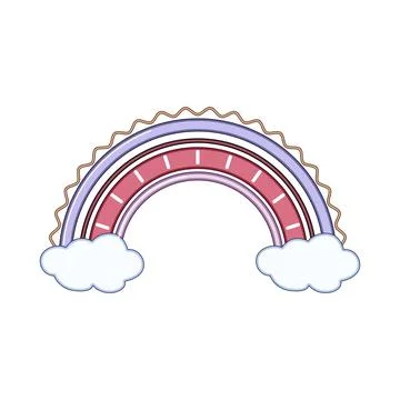Boho style rainbow illustration with clouds for baby nursery decor Stockillustratie
