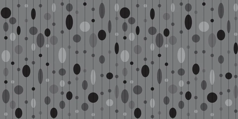 Boho style seamless pattern of hanging garlands of oval elements in gray tone Illustrazione stock