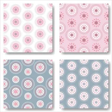 Boho style seamless pattern set. Cute and cozy cottagecore vector backgrounds Stock Illustration