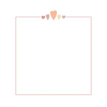 Boho style square frame and hearts simple vector illustration in trendy paste Stock Illustration