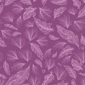 Boho style Vector Feather and Flower Pattern Stock Illustration