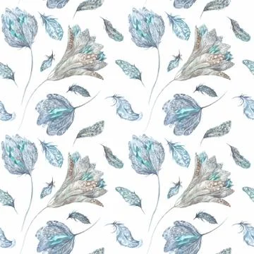 Boho Style Watercolor Pattern Stock Illustration