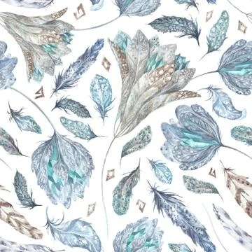 Boho Style Watercolor Pattern Stock Illustration
