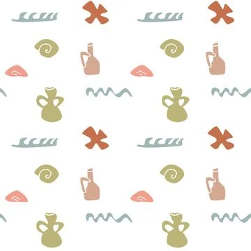 Boho summer elements pattern for decoration and design イラスト素材