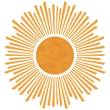 Boho sun orange flat illustration wall art for print, Nursery abstract sun Stock Illustration