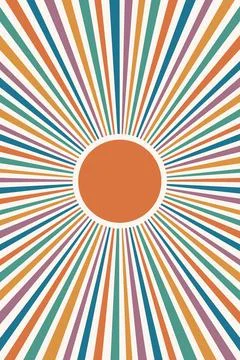 Boho sun orange flat illustration vector. Cute nursery abstract sun minimalist Illustrazione stock