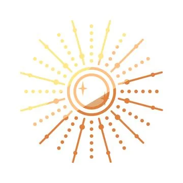 Boho sun symbol design with shining rays 스톡 일러스트